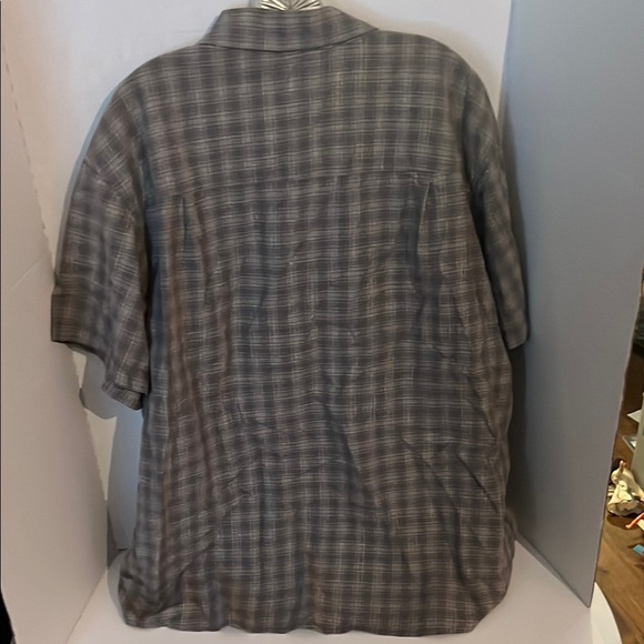 Red head Gray Casual Button Down Shirt with Plaid Pattern sku:C16 - Picture 3 of 3